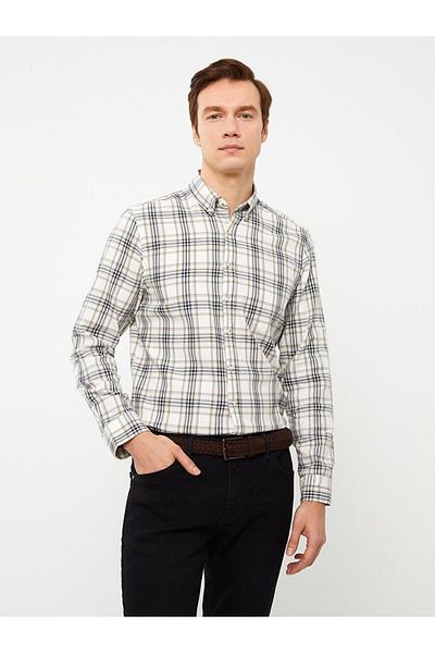 LC Waikiki LCWAIKIKI Classic κανονική εφαρμογή μακρυμάνικο καρό ανδρικό πουκάμισο Dobby