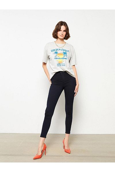 LC Waikiki Blugi LCW Pantaloni drepti pentru femei cu talie înaltă, cu croiala super skinny