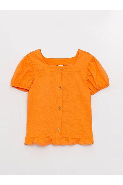 LC Waikiki Lcw Kids Square Neck Short Sleeve Girls' T-Shirt