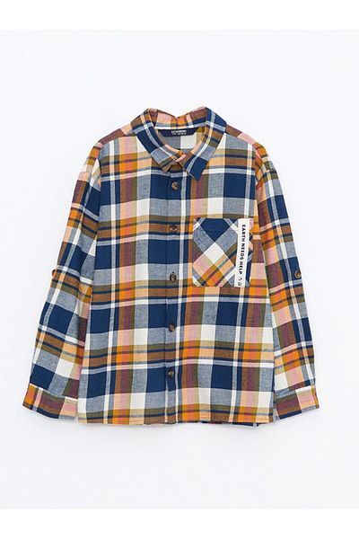 LC Waikiki LCW Kids Long Sleeve Plaid Patterned Cotton Boy Shirt
