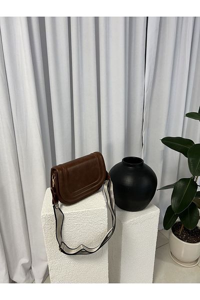 Paradise Long Strap Cover Detailed Salvator Women's Crossbody Bag Brown