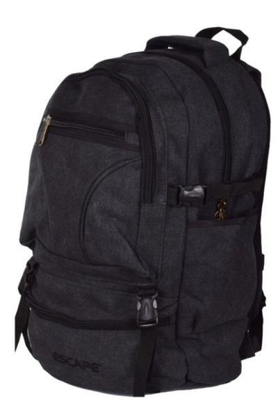 ESCAPE Unisex Black Canvas Fabric Mountaineer Backpack