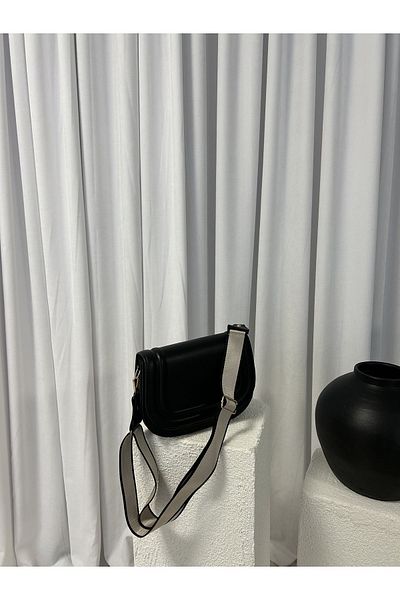Paradise Long Strap Flap Detailed Salvator Women's Crossbody Bag Black