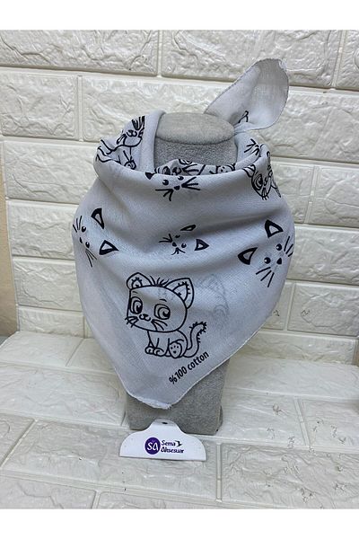 sema aksesuar Unisex Cat Patterned Cotton Scarf - Bandana - Bracelet