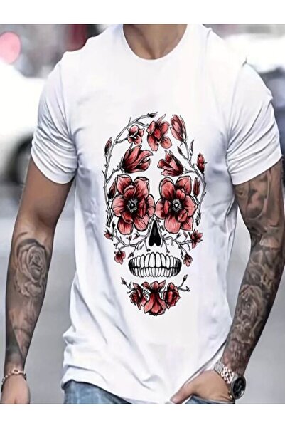 CLASSY.MODA Μπλουζάκι μονόχρωμο - Λευκό μπλουζάκι με κοντό μανίκι με λαιμόκοψη