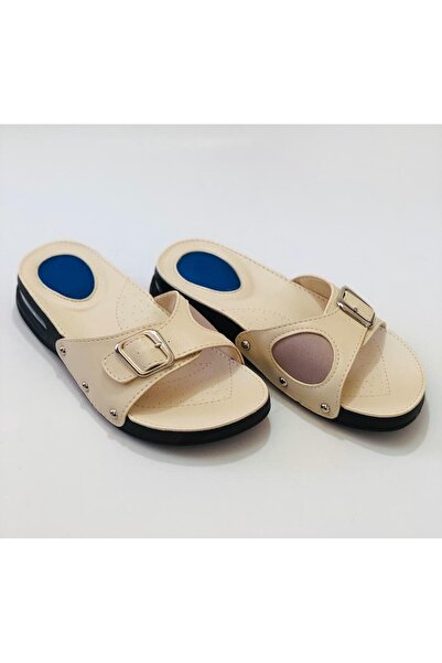 Icemen Beige Colored Silicone Gel Heeled Slippers