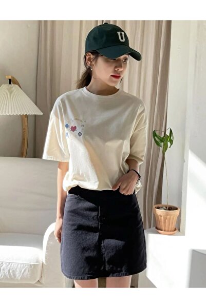 FAVORİST Μπλουζάκι GALAXY εμπριμέ βαμβακερό κοντομάνικο (Oversize).