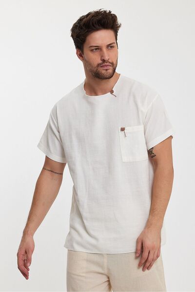 Plus Ninety Plusninety Men's Oversize Linen Cotton T-shirt with Pockets