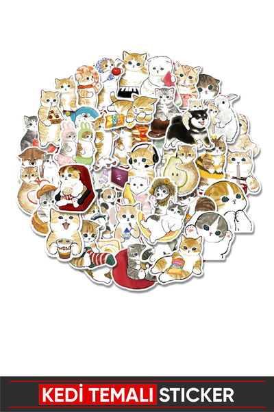 Vox Art Vintage Sticker 50'li- Kedi Etiket 5-7cm