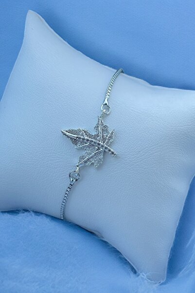 TAKIPORT Elevator Silver Colored Leaf Detailed Women's Bracelet