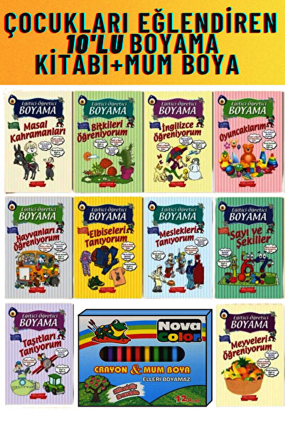 GÖNÜL YAYINCILIK Entertaining Children's Coloring Book Set - 10 Coloring Book...