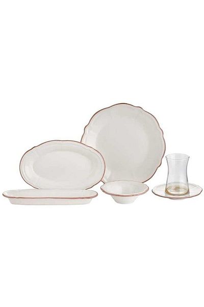 Şeker Portakalım Neva Breakfast Set 26 Pieces 6 Person Yorunge Rose Chocolate N3011