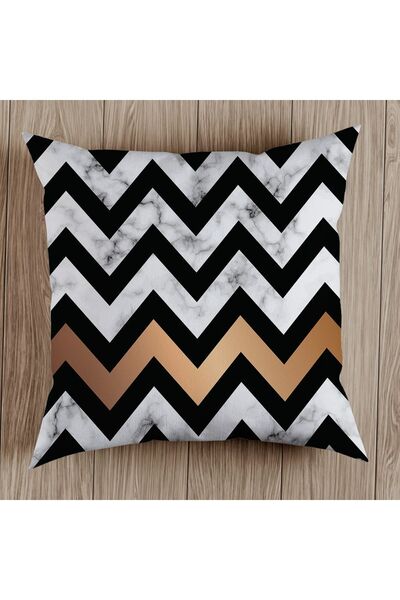 fdm desıgn غطاء وسادة مزخرف بنمط رخام متعرج أبيض وأسود مطبوع على الوجهين Byfc...