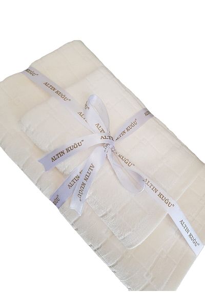 Özdilek Daisy Cream Bath Towel Set - 70x140 cm+50x80 cm