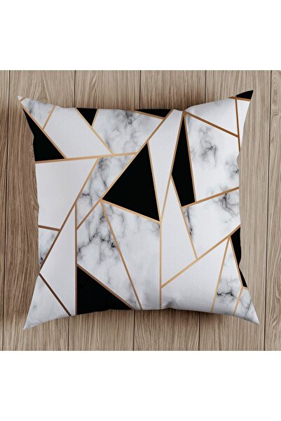 fdm desıgn غطاء وسادة مزخرف بنمط رخام ذهبي وأسود مطبوع على الوجهين Byfc (202322)