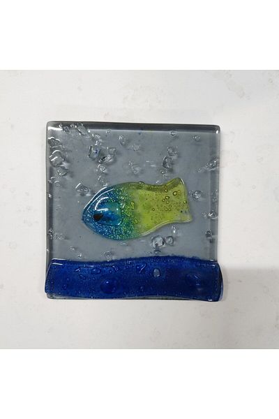 Şeker Portakalım Capac de scurgere din sticlă pentru baie cu model de pește - single, dimensiune: 10x10 cm