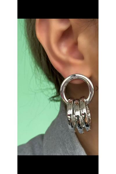 Aylish Bijuteri SILVER MULTI-RING EARRING