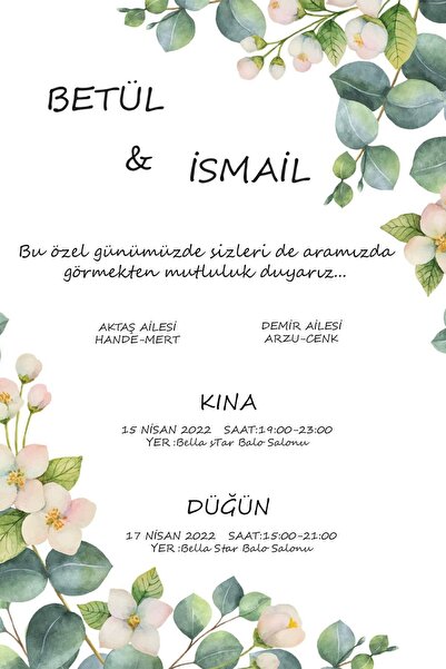 Belinay Düğün Davetiyesi 107 03 (250 ADET)