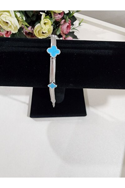 Aylish Bijuteri سوار إيطالي من الفضة مع البرسيم الأزرق