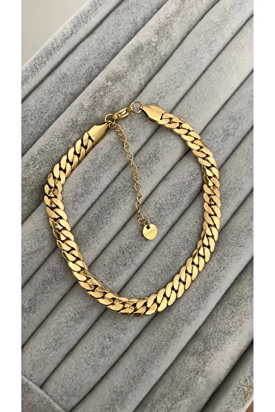 SU PERİSİ TAKI BİJUTERİ Steel Gold Fish Back Anklet