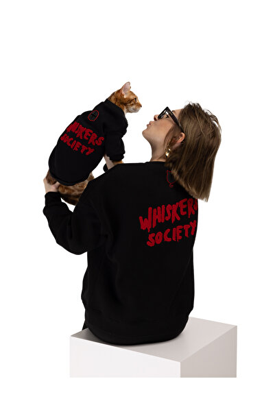 Whiskers Society Siyah Kedi Sweatshirt S