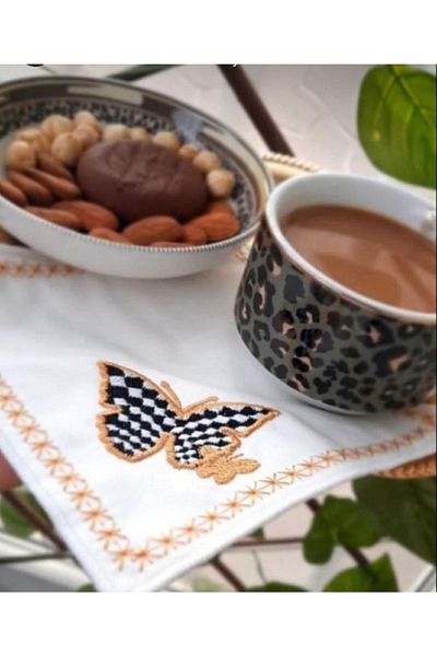 HİFA منديل كوكتيل منقوش على شكل فراشة (قطعة واحدة)