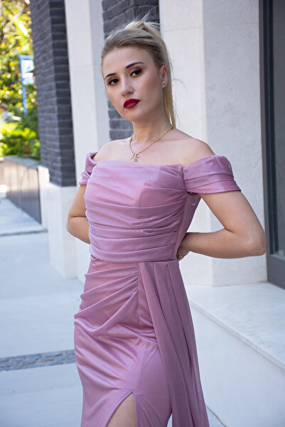 Surikka Βραδινό φόρεμα Alina με ντραπέ και σκίσιμο