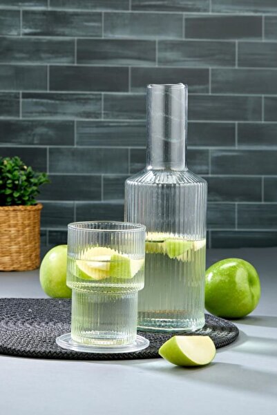 Gondol Dainty Mika Sürahi ve Bardak Seti - Şeffaf