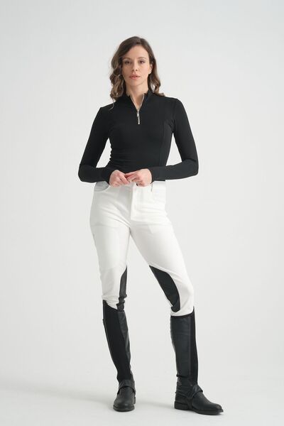 PEUR RIDER SHOP Μακρυμάνικο μαύρο γυναικείο μπλουζάκι με φερμουάρ - Rider