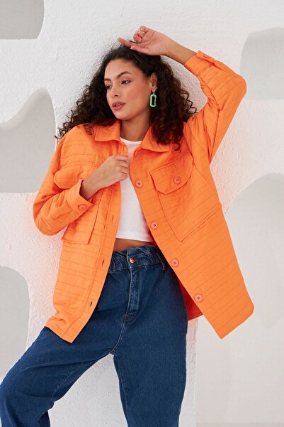 Orfeo Negro Oversize Cut Geometric Patterned Double Pocket Jacket