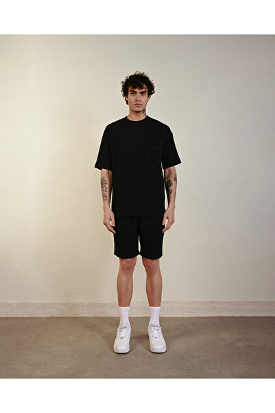 İLKCET MODA Μπλουζάκι με ριγέ τσέπη oversize