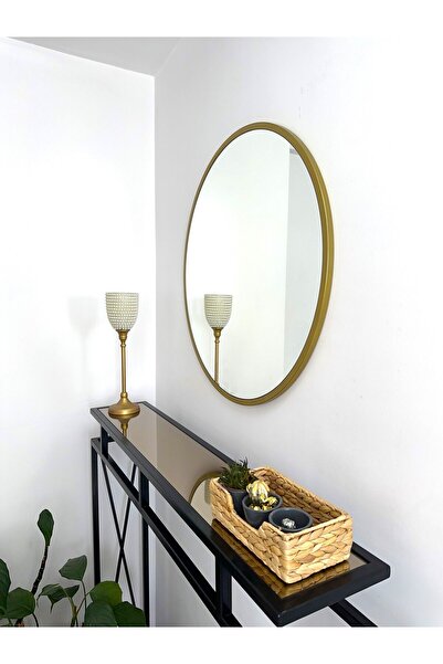 EFFE YAPI DEKOR Gold Metal Çerçeveli 70 Cm Yuvarlak Ayna