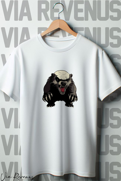 Vordevia Bela Oversize kroj T-shirt - Medeni jazavac Štampano