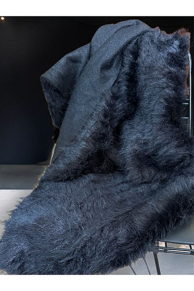 PLUSH STUDIO Zp Ymf 100x150cm Μαύρο βελούδινο ύφασμα - Μακρύ χνούδι οικιακό ύφασμα