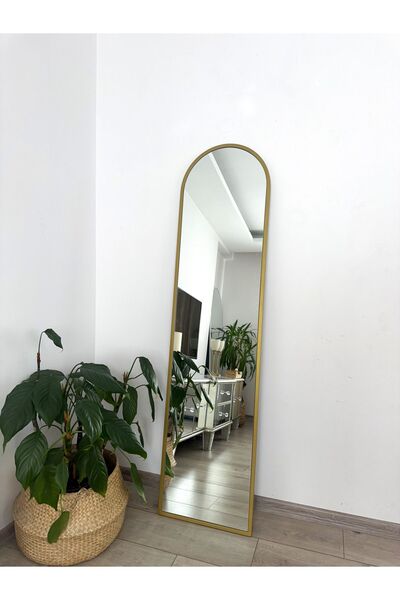 EFFE YAPI DEKOR Gold Metal Çerçeveli 160x40 CM Oval Ayaklı Boy Aynası