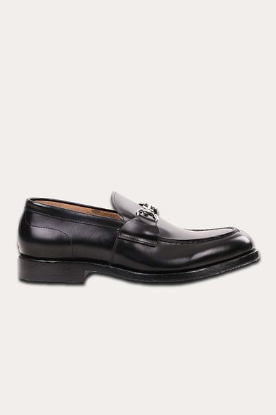 Green George Metal Buckle Leather Loafer Shoes