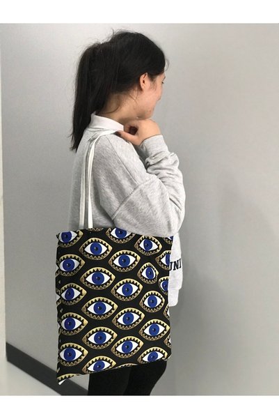 VENÜS MODA by Pınar Δώρο για πάρτι αποκριών, υφασμάτινη τσάντα με σχέδιο ματι...
