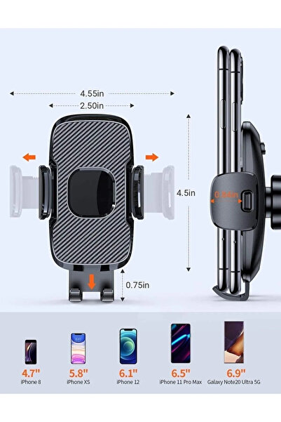 mimtec Araç Içi Uzayan Ayarlanabilir Telefon Tutucu Cam Ve Torpido Için 360 Derece Döner Ücret İade Garanti