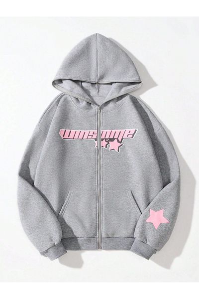 Mella&Co Hanorac unisex cu glugă și fermoar - Imprimat