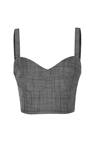 Whenever Company Gri Ekoseli Balenli Premium Büstiyer