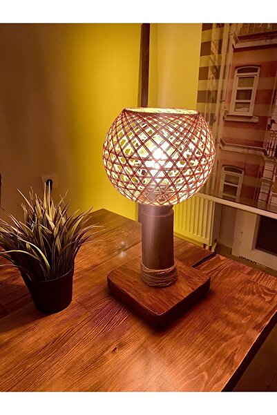 menalART Ağaç Tasarım Doğal Ağaç Retro Seri Lambader Abajur Komidin Üstü Aydınlatma