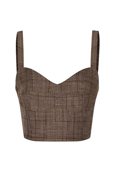 Whenever Company Brown Plaid Underwire Premium Bustier