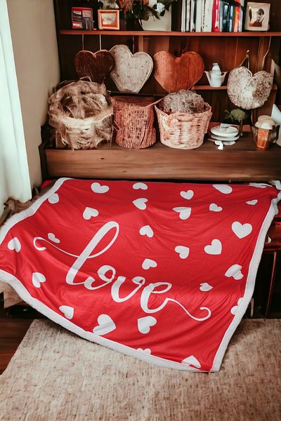 YORKADESIGN Valentine's Day Love Sherpa Blanket