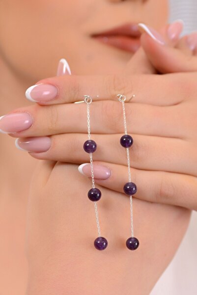 Amberistan 925 Ayar Gümüş Ametist Küpe