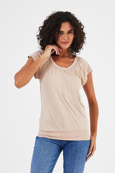 Penyelux Cotton V-Neck Powder T-Shirt - Thick Sling, Flexible, Short Sleeve