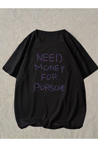 MAYDAY CULTURE Porsche Unisex Oversize kroj Dtf Štampano - Treba mi novac