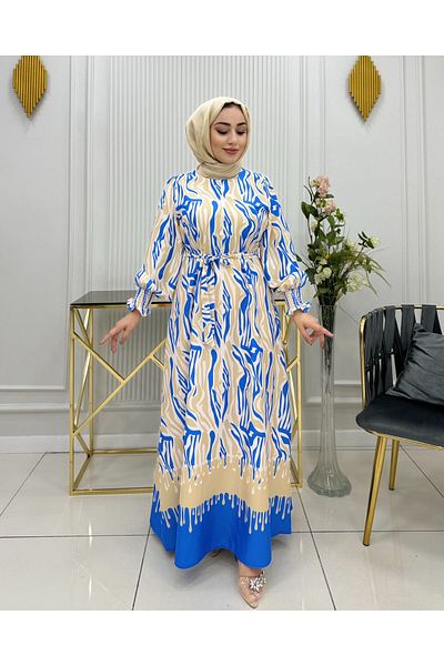 SHİROSA Patterned Frilly Chiffon Hijab Dress - Women