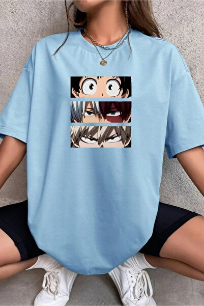 oneagılyazı Tricou oversize unisex cu imprimeu anime