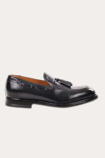 Green George Tasseled Leather Loafer Shoes