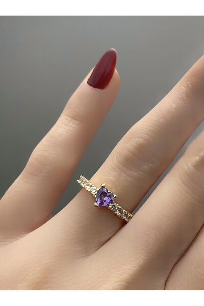 Gilai İstanbul Kalp Ayarlanabilir Özel Zirkon Taşlı Çelik Yüzük